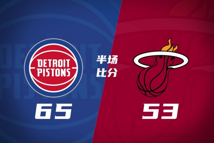 半场战报活塞6553热火 邓罗14分 科林斯13+5 字母哥11+6