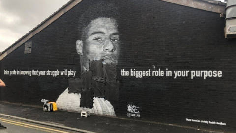 BBC：英格兰决赛失利后，拉什福德的街头壁画像被人损坏
