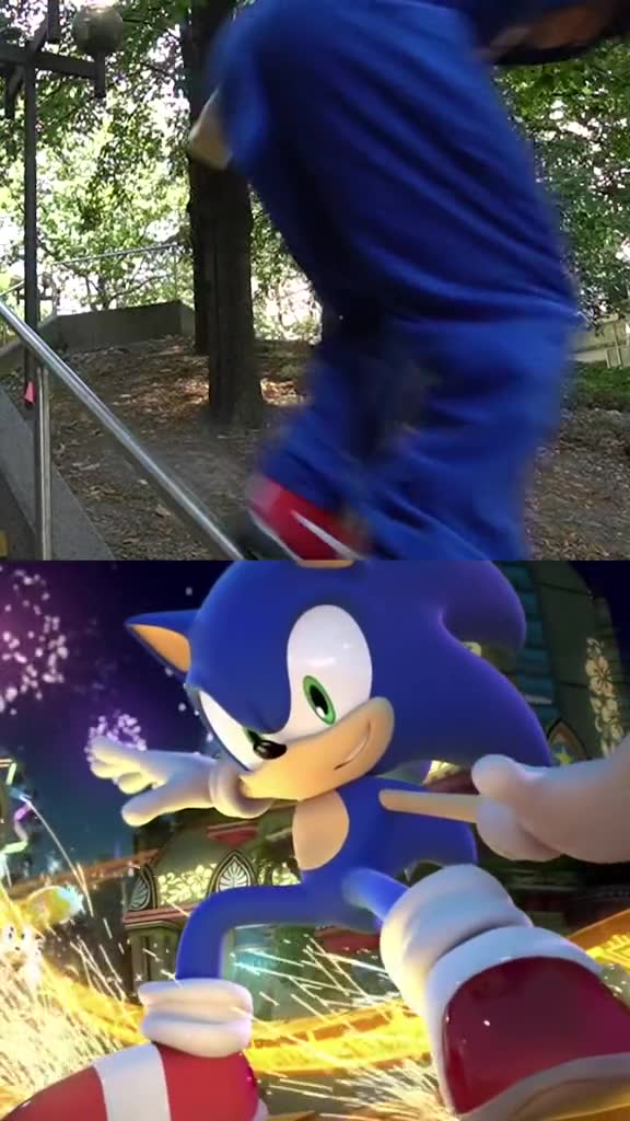 老外实力cos音速小子索尼克