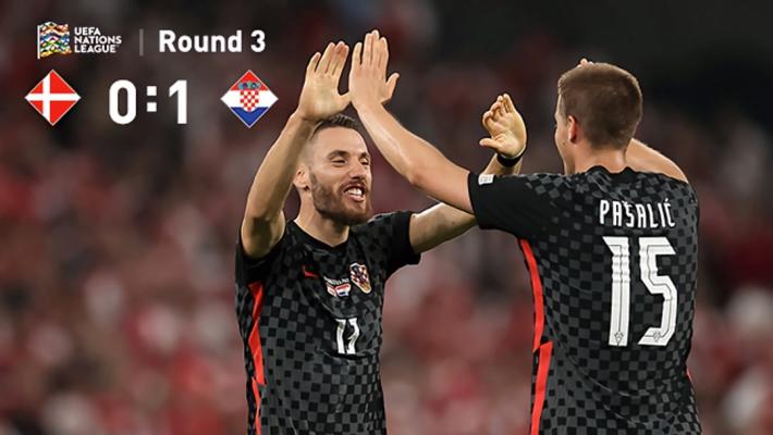 比赛集锦：欧国联A1组第3轮 丹麦 1-0 克罗地亚
