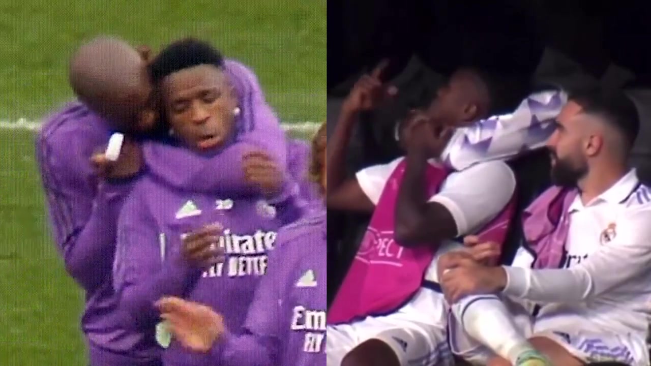 惯犯了！吕迪格训练中锁喉维尼修斯