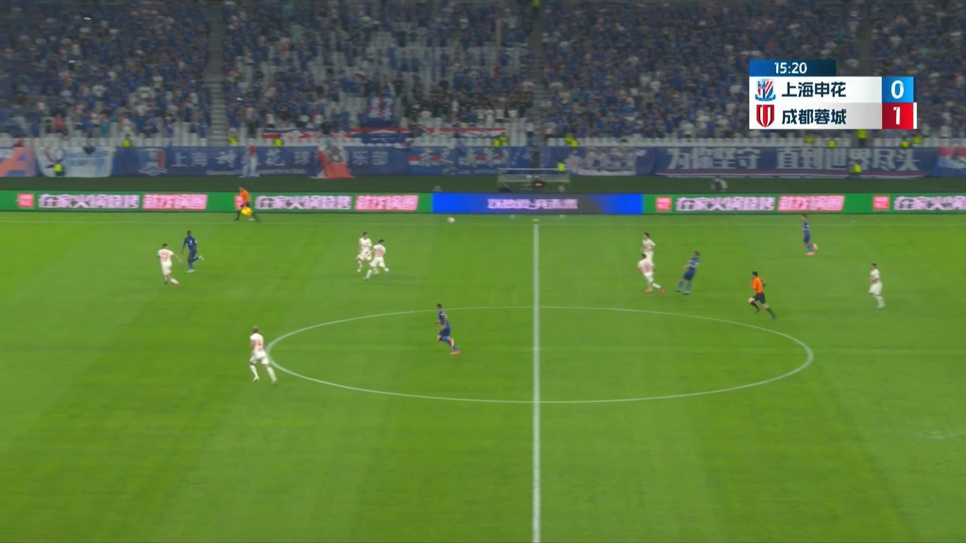 马莱莱小角度单刀破门，申花1-1扳平