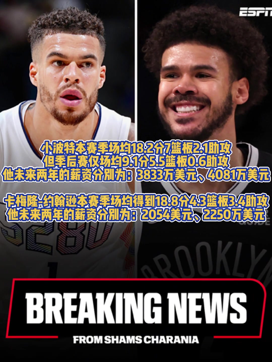 【推荐视频】掘金血赚？掘金用小波特二换一换来了卡梅隆约翰逊！
