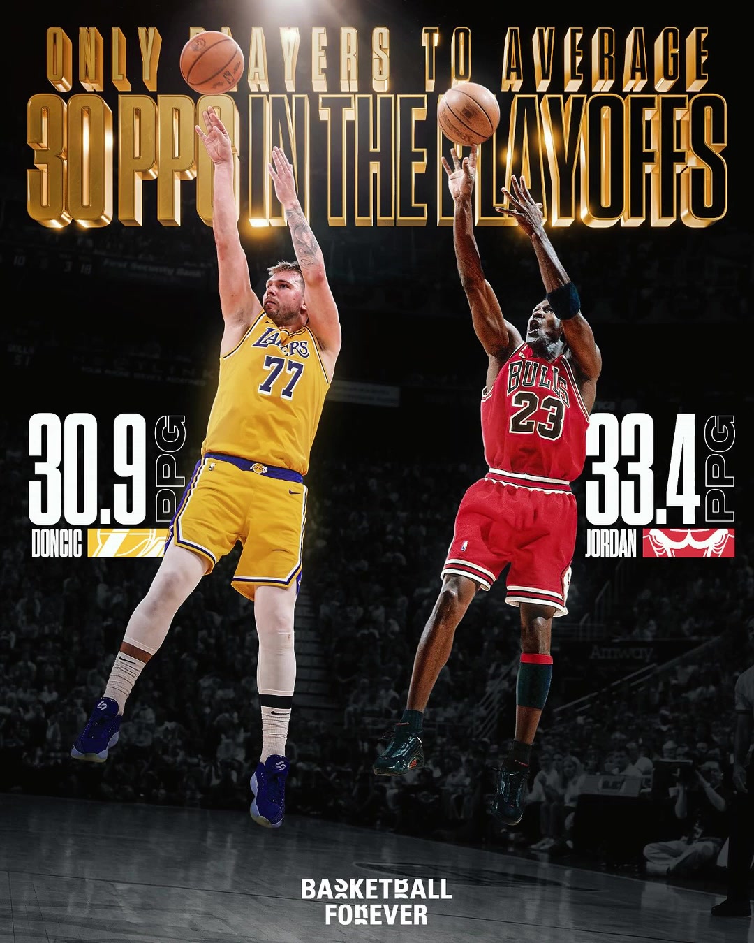 冷知识:东契奇、乔丹是NBA史上仅有两位季后赛场均30+的!
