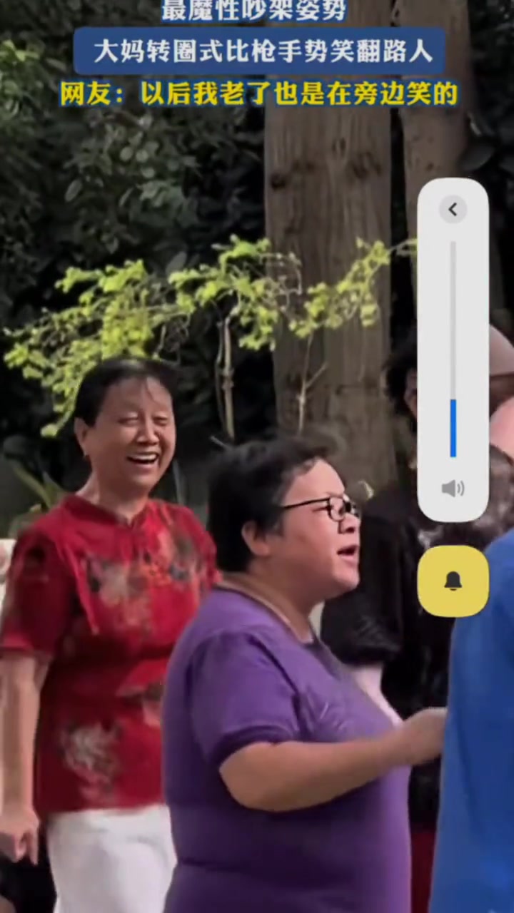 大妈吵架,比手枪的姿势惹笑路人