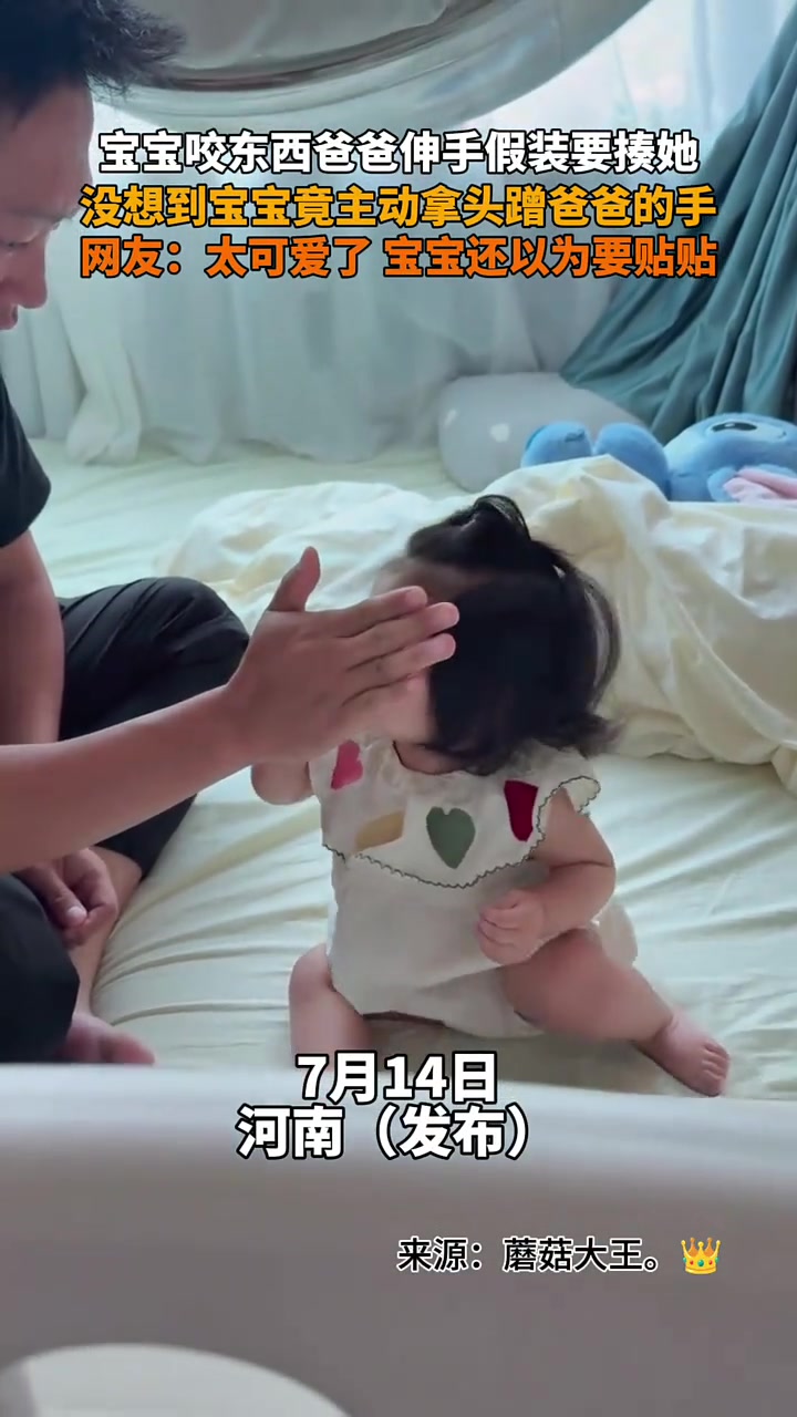 网友：太可爱了宝宝还以为要贴贴