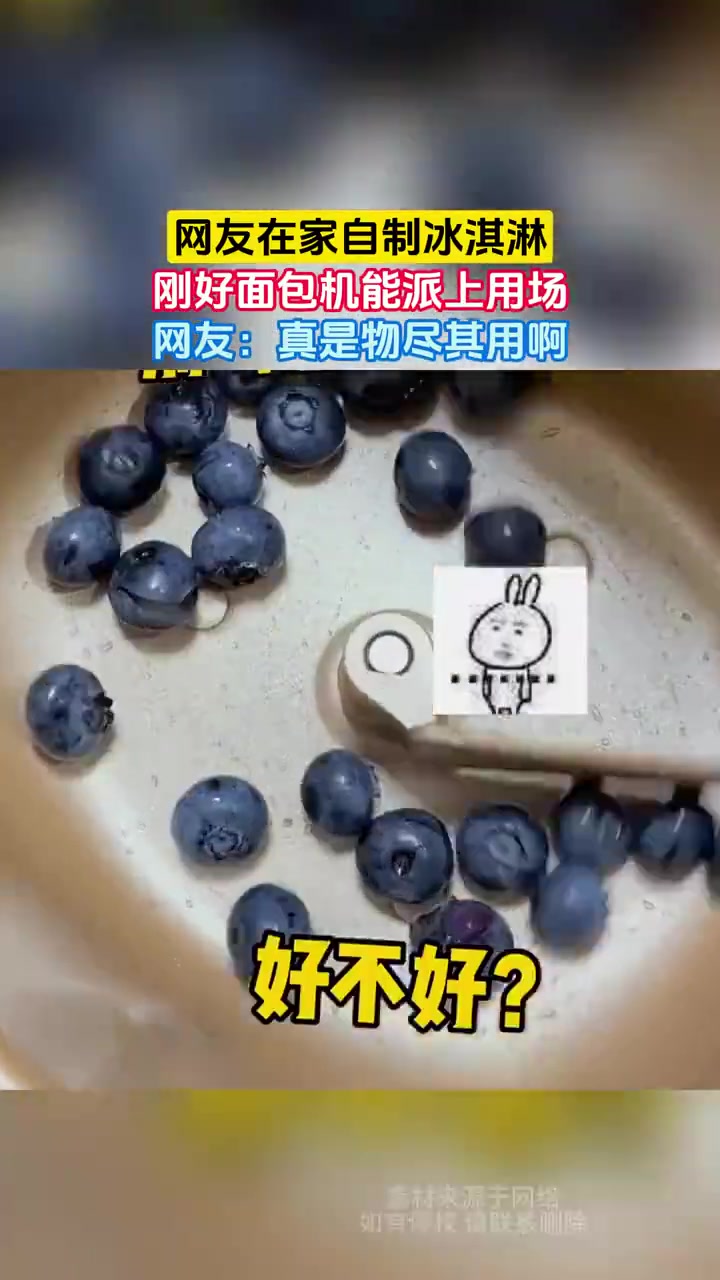 网友在家自制冰淇淋，刚好面包机能派上用场