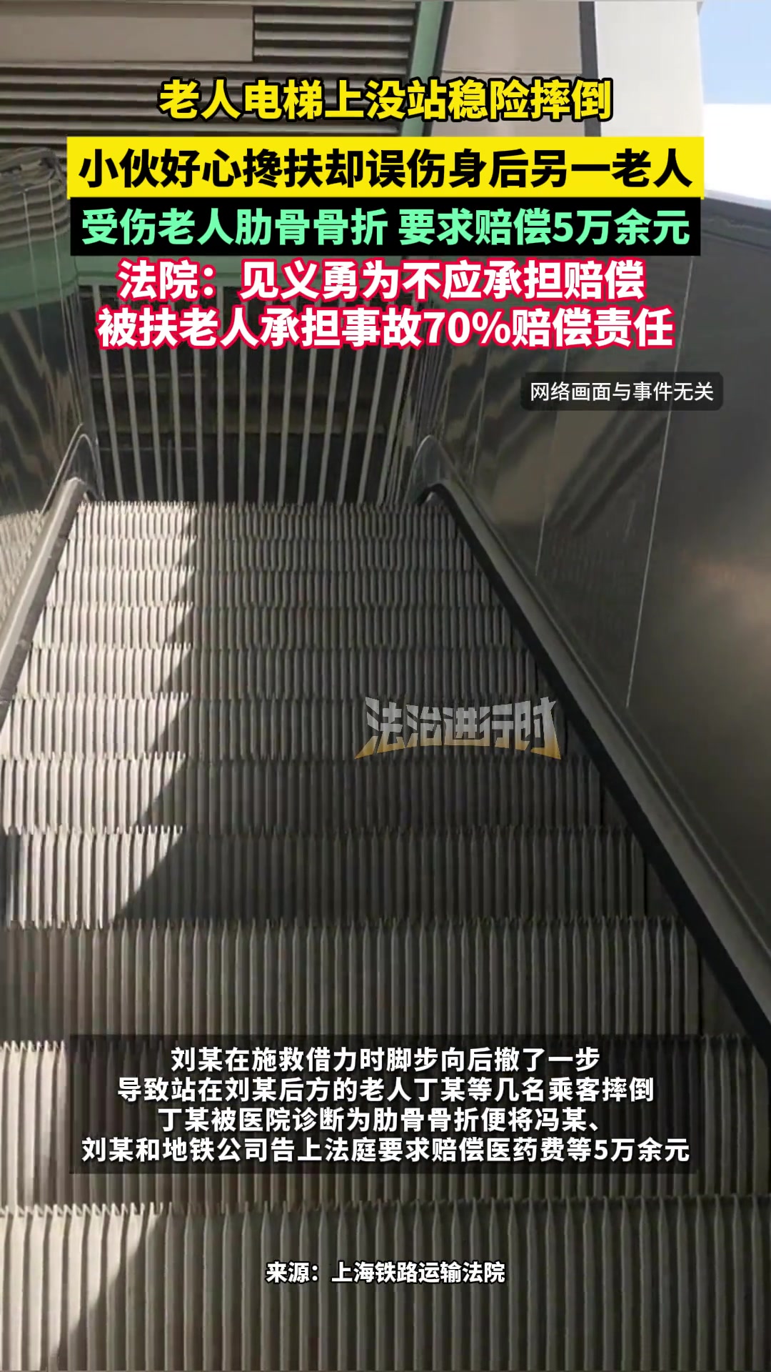 老人电梯上没站稳险摔倒小伙好心搀扶却误伤身后另一老人