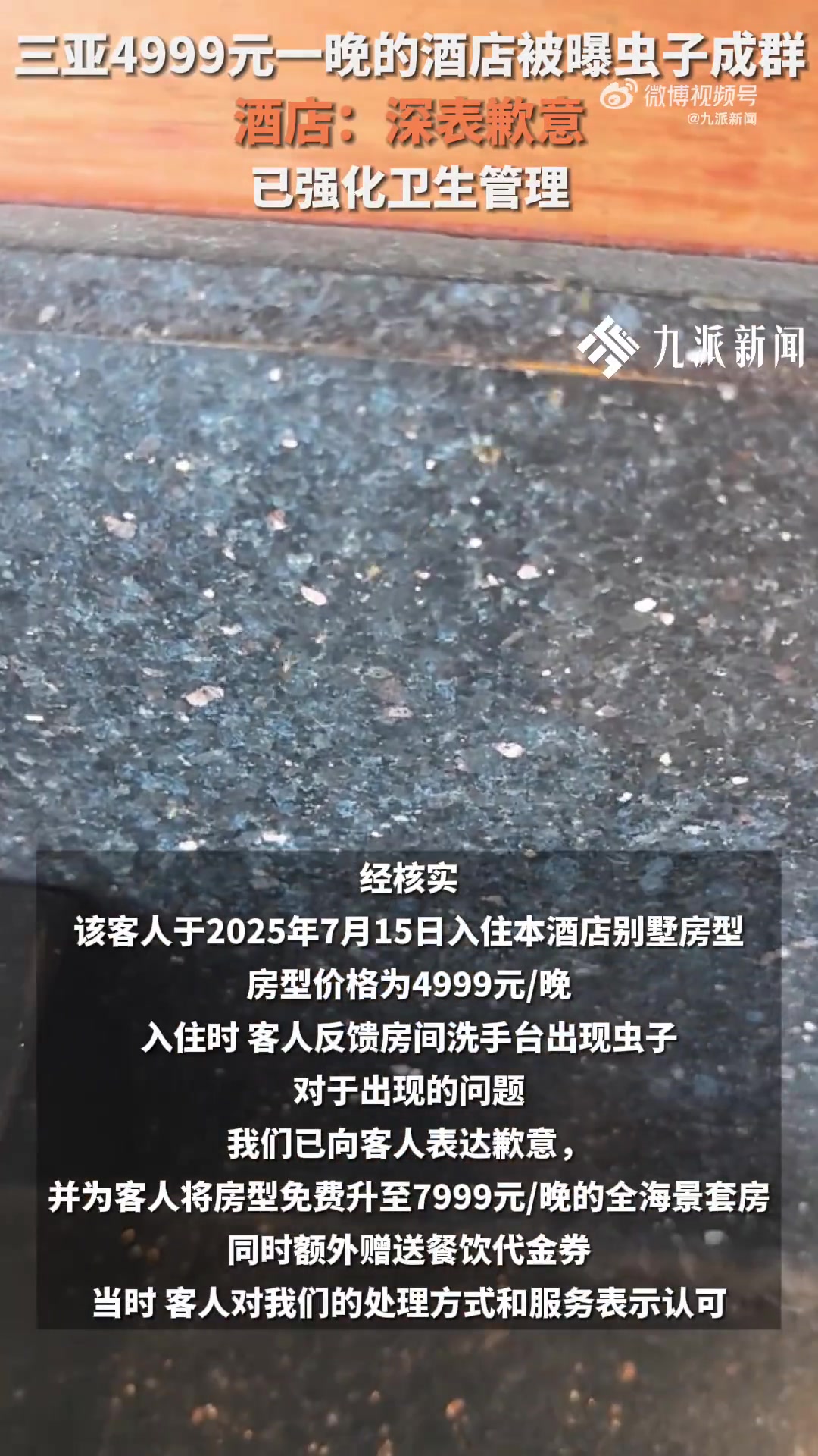 三亚鸟巢度假村通报房间有成群小虫