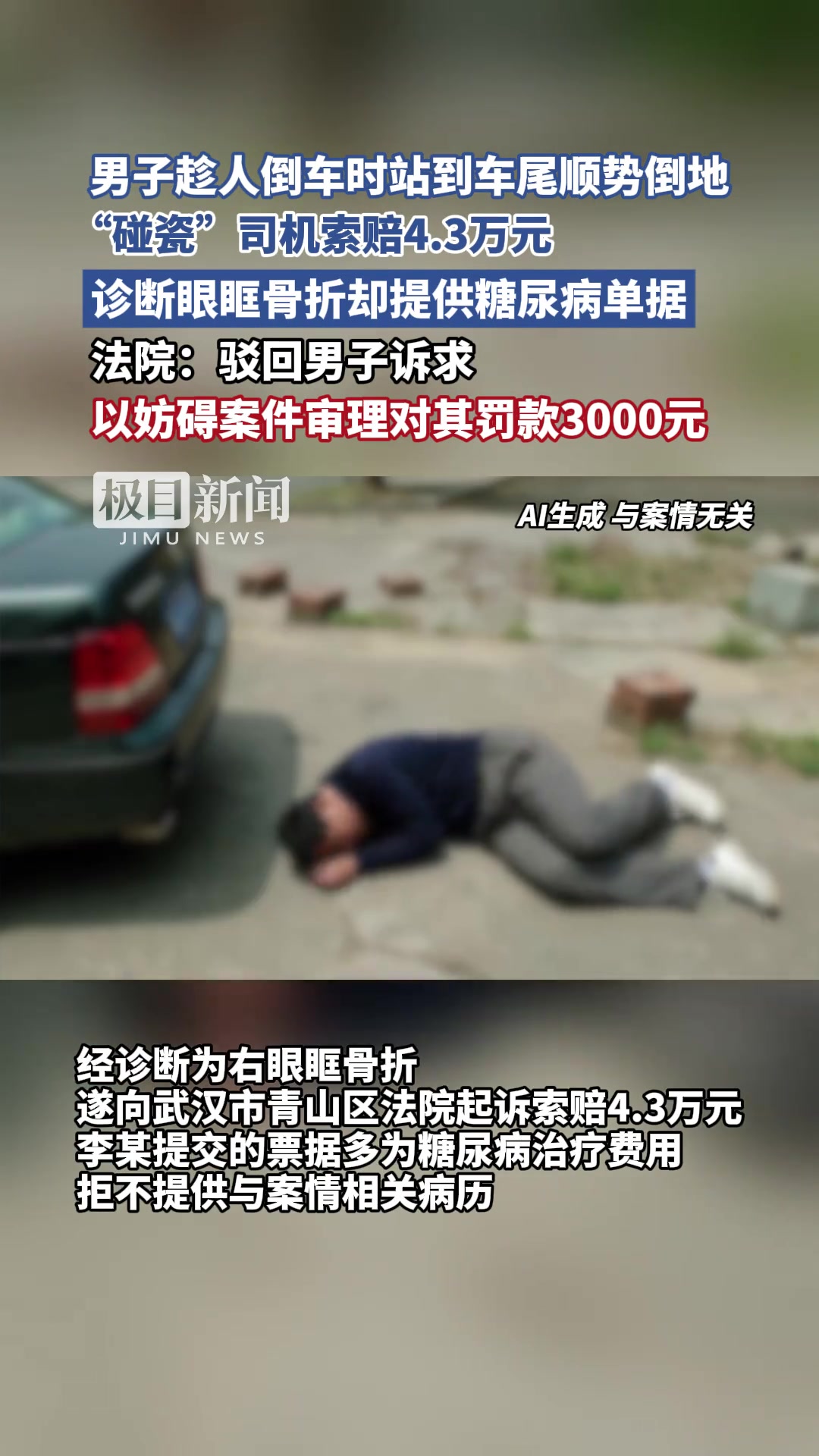 男子攔車倒地狀告司機(jī)，拿糖尿病藥單當(dāng)受傷證據(jù)