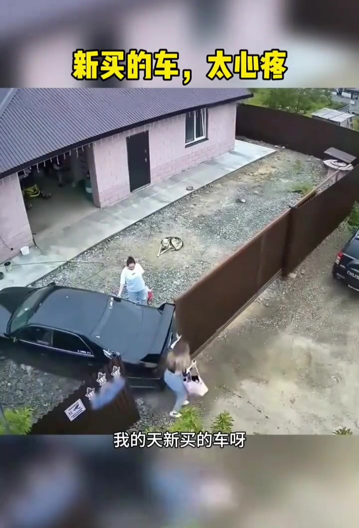 牛逼！小姐姐为了阻止新车受损，肉身抗伤害...