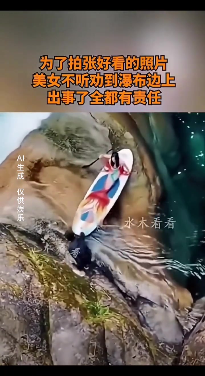 為了拍好看的照片，不聽勸告的美女！