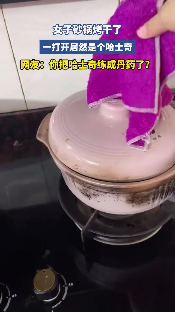 女子砂锅烤干了，一打开居然是个哈士奇