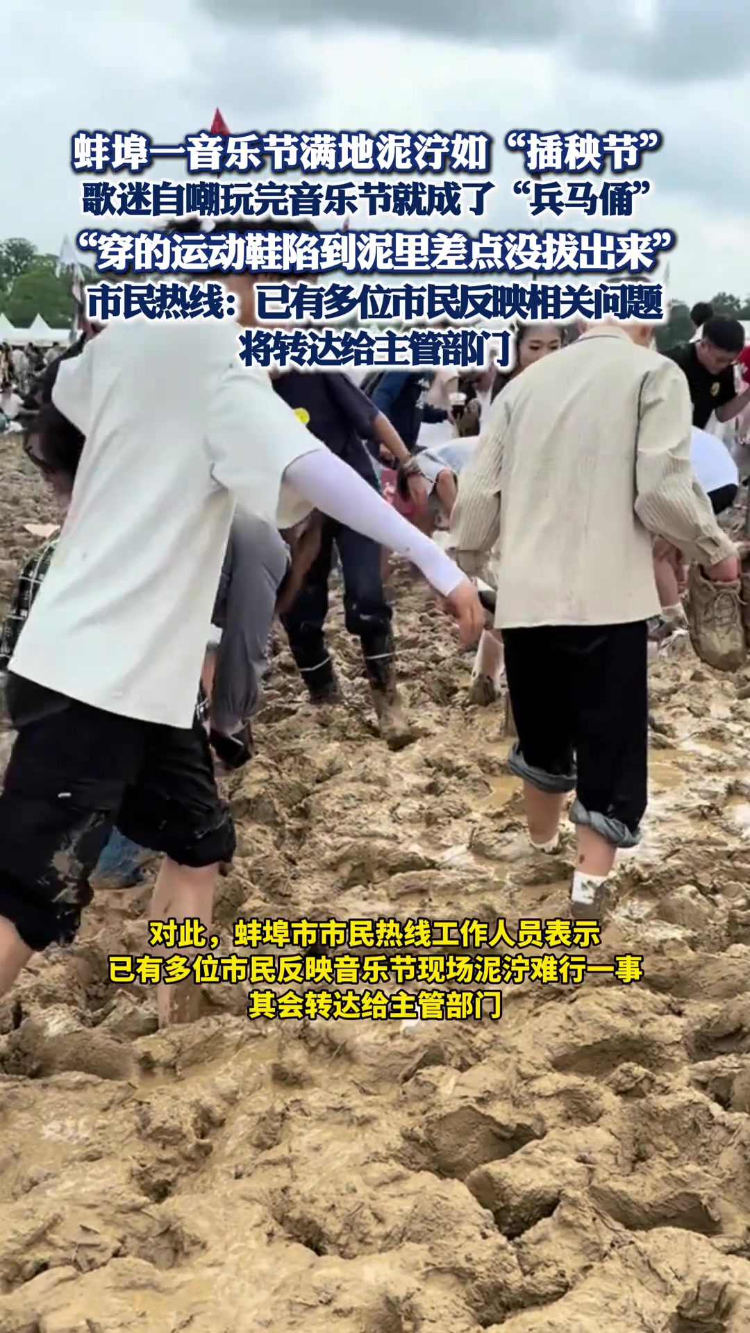 蚌埠一音乐节满地泥泞如“插秧节”