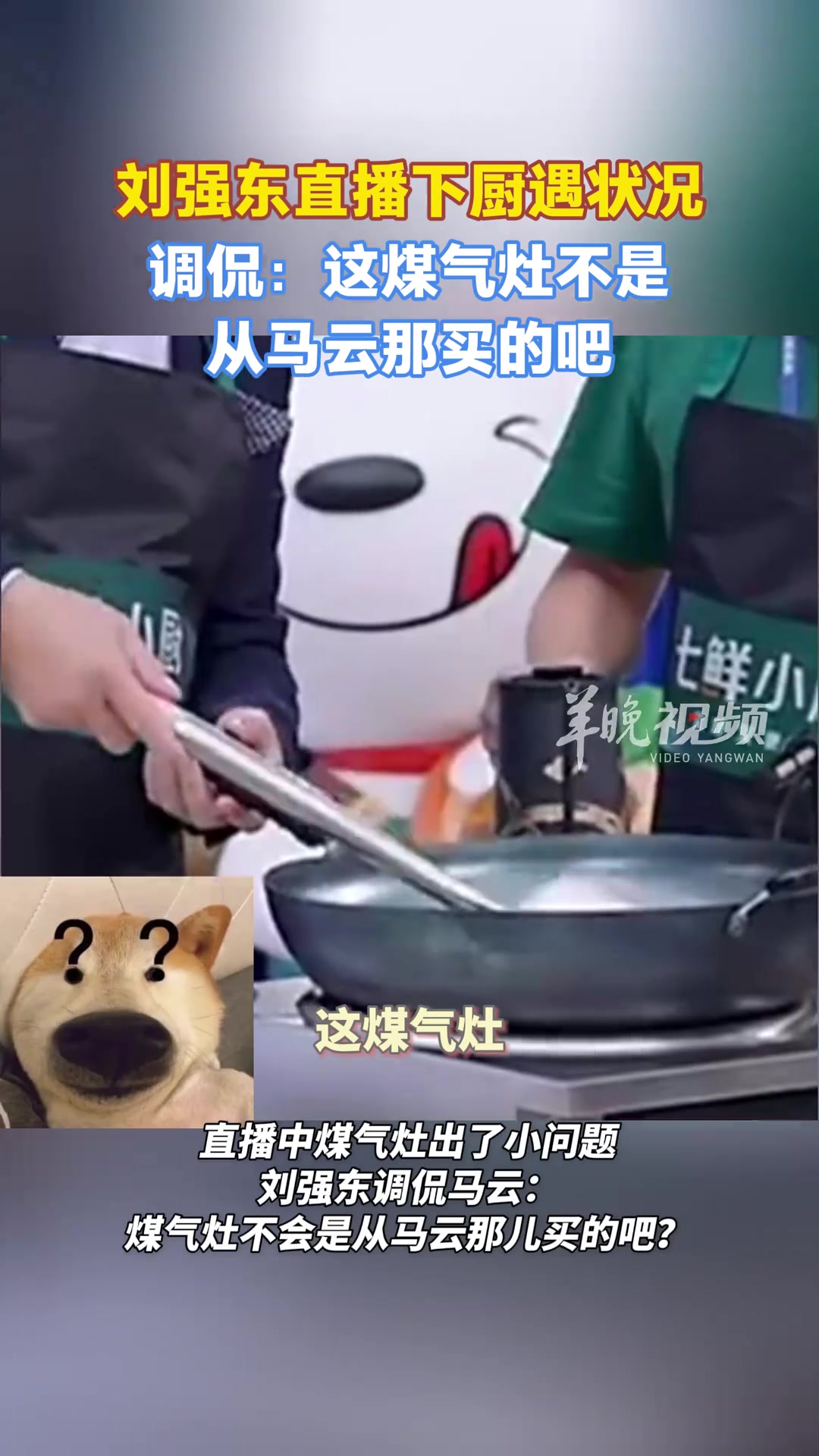 刘强东直播下厨遇状况，调侃：这煤气灶不是从马云那买的吧
