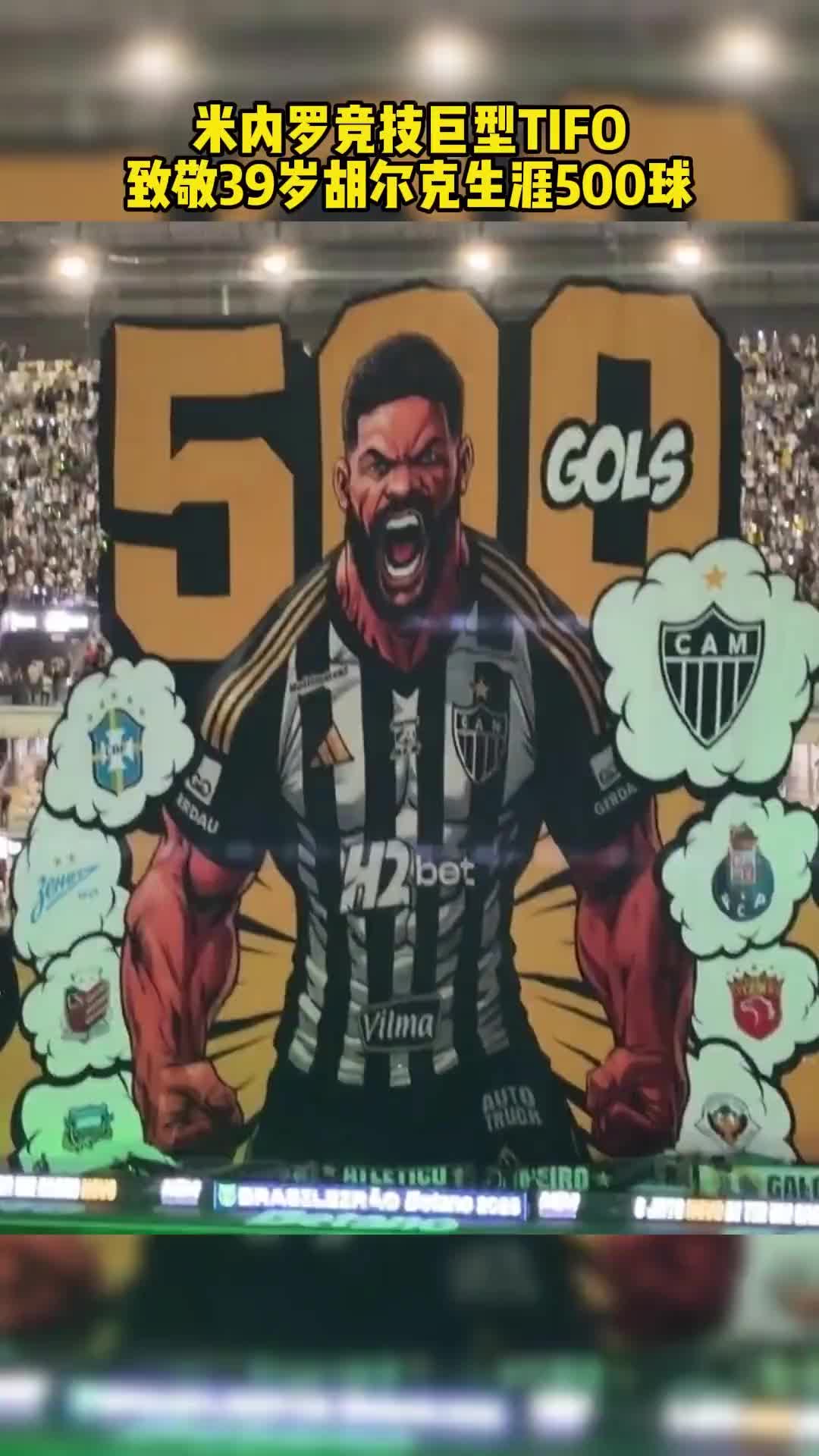 胡尔克500球震撼巨幅TIFO,海港队标在其中