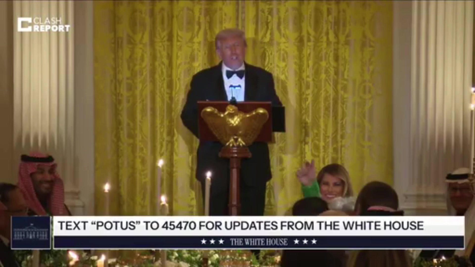 【集锦】特朗普不太确定C罗坐在哪里，有人立即指向C罗，现场响起掌声！