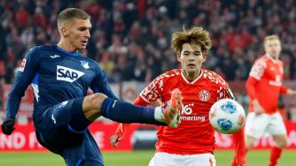 德甲-奥尔森乌龙达科斯塔扳平 美因茨主场1-1霍芬海姆