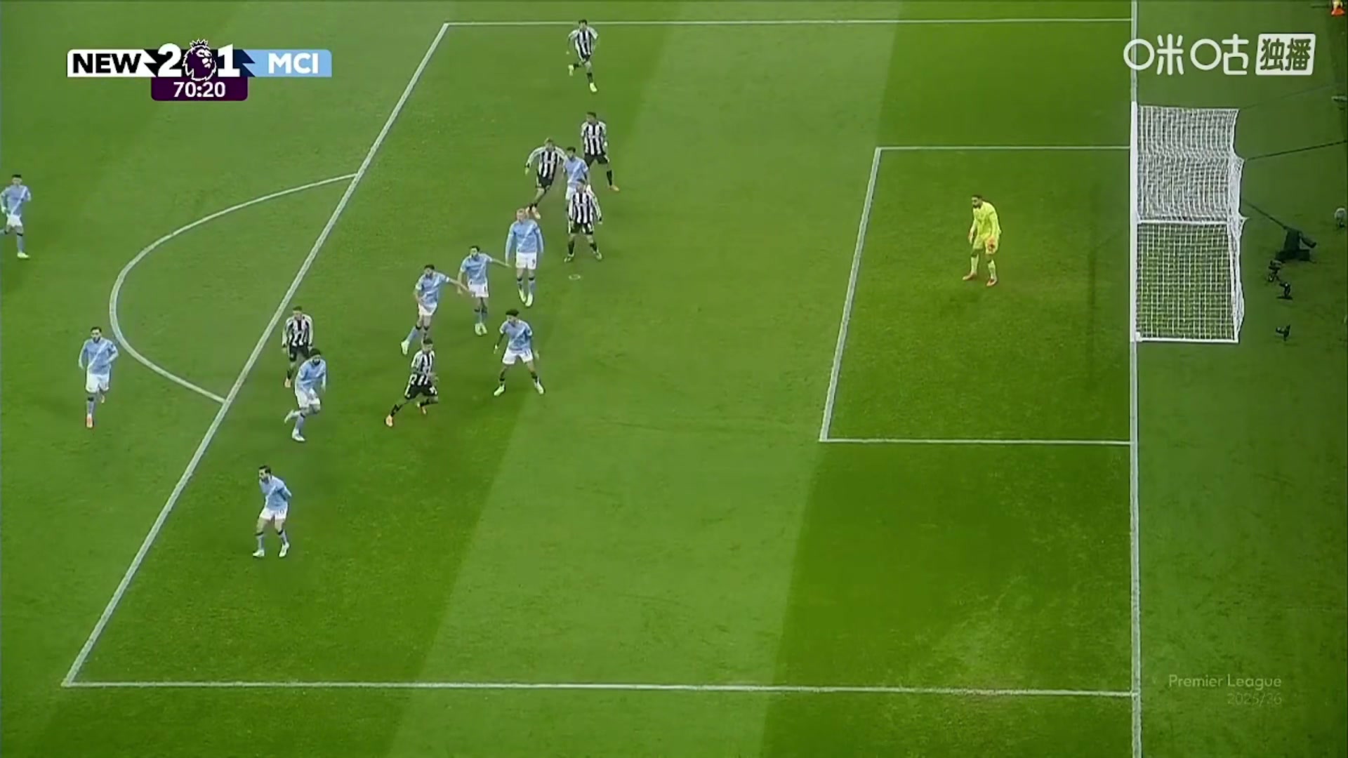 巴恩斯乱战破门，纽卡再次领先曼城！徐阳：吉马良斯有越位嫌疑