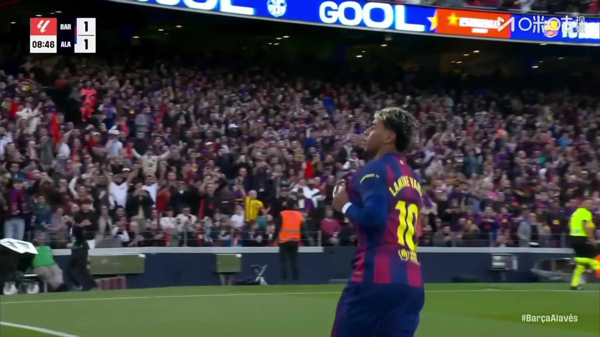  巴萨扳平！拉菲尼亚下底传中，亚马尔包抄冷静推射破门