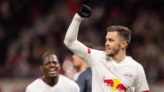 德甲-扬·迪奥曼德戴帽鲍姆加特纳一射两传 RB莱比锡6-0大胜法兰克福