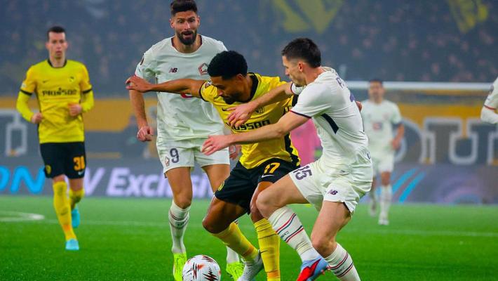 欧联杯-布阿迪染红马勒斯破门 年轻人主场1-0里尔