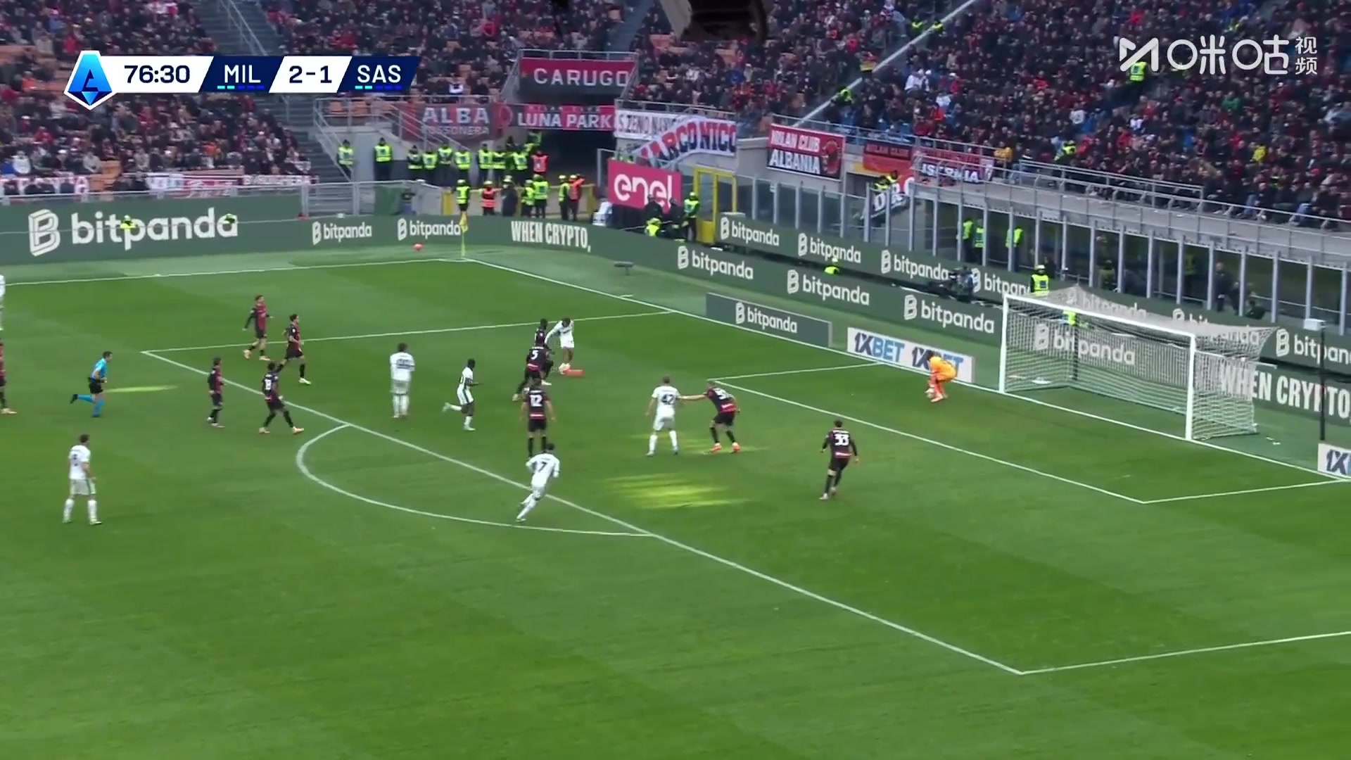 萨索洛精彩配合，劳里恩特推射扳平