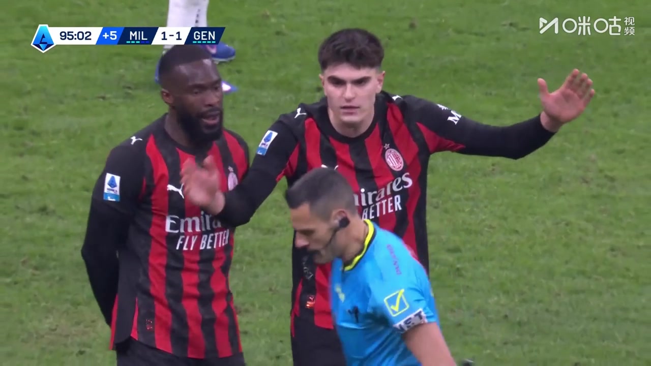 【集锦】意甲-莱奥补时进球绝平 米兰1-1热那亚落后榜首3分