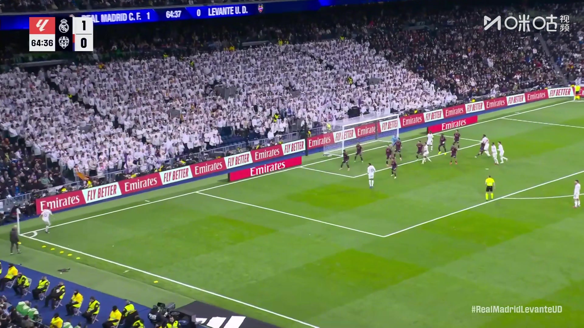 干脆利落！阿森西奥接角球传中头球破门，皇马两球领先！