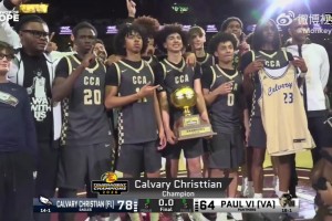 01月18日全美高中邀请赛决赛 卡尔瓦里基督学院雄鹰队78-64保罗六世黑豹队 全场集锦
