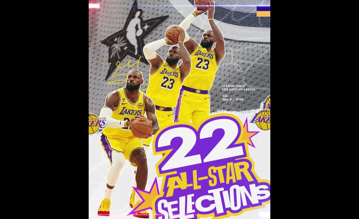 【比赛故事】恭喜！詹姆斯⬆️⭐22次入选全明星⬅️历史第一 