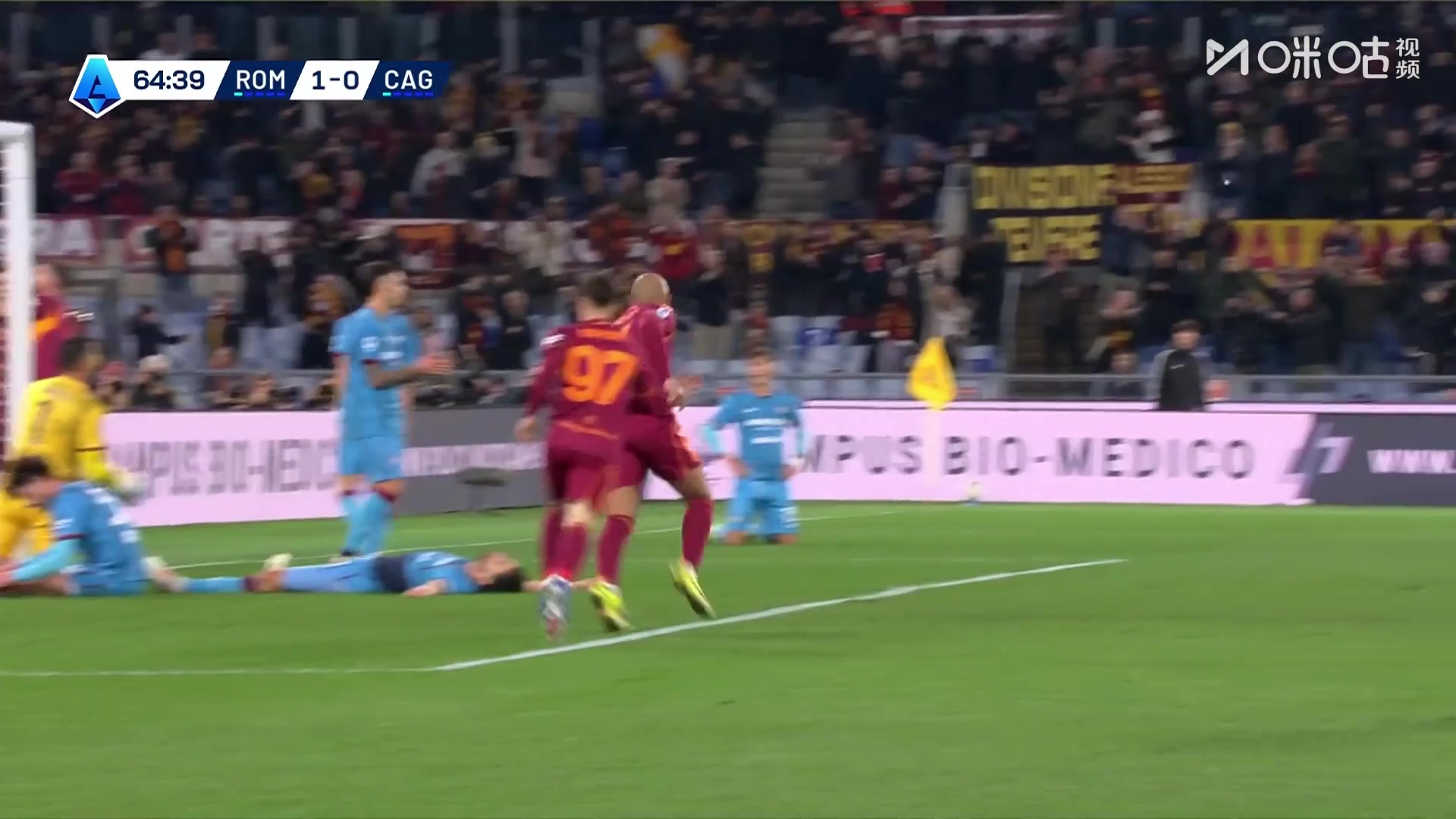 【集锦】意甲-马伦双响曼奇尼切利克送助攻 罗马2-0卡利亚里