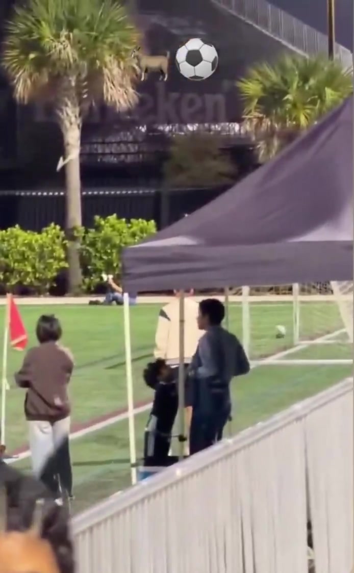 【视频/集锦】情人节那天，梅西去看孩子们踢足球，随意地从角旗