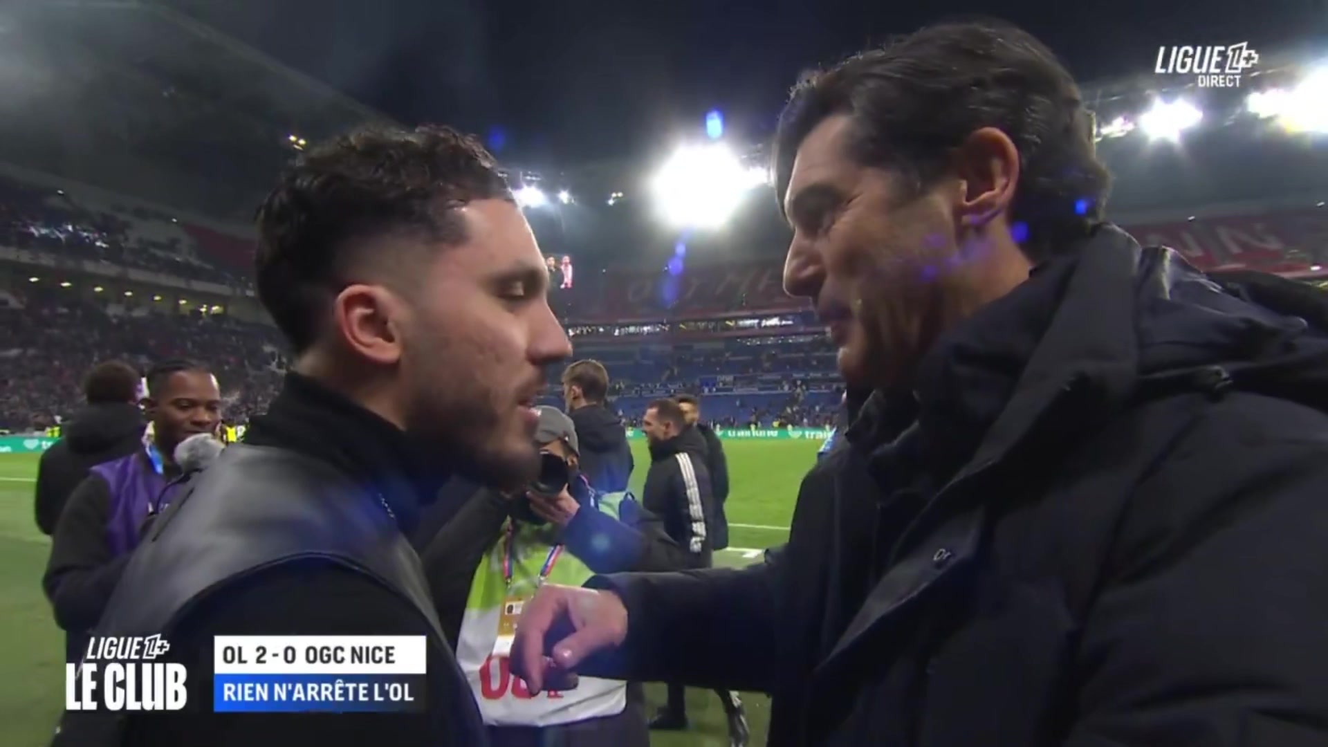 【精选攻防】谢尔基现场观战老✨东家里昂比➡️赛，丰塞卡很高兴