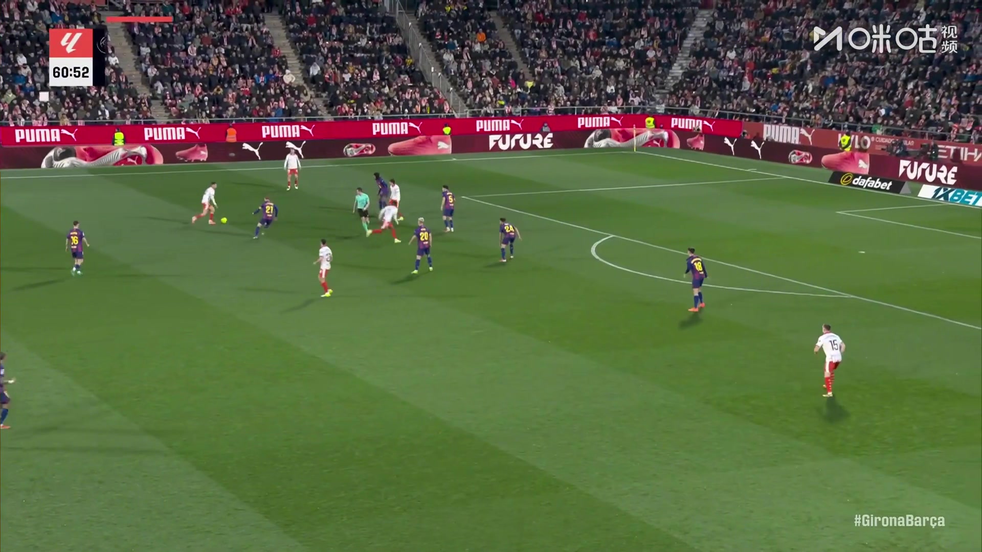 领先不到3分钟！勒马尔包抄空门得手，赫罗纳迅速扳平巴萨