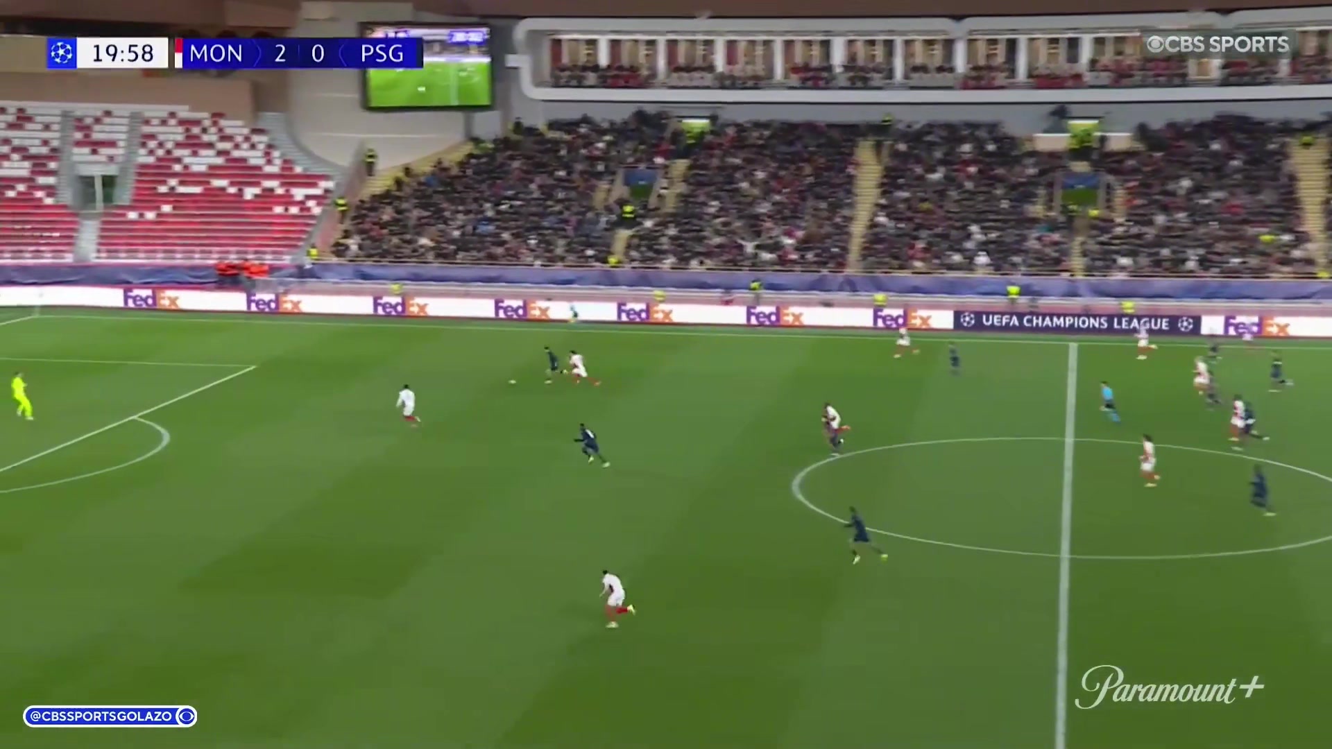 仍0-2落后摩纳哥！K77禁区造点，维蒂尼亚主罚被扑出