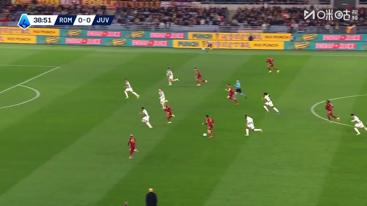 罗马先下一城！罗马中场断球反击，韦斯利兜射破门！