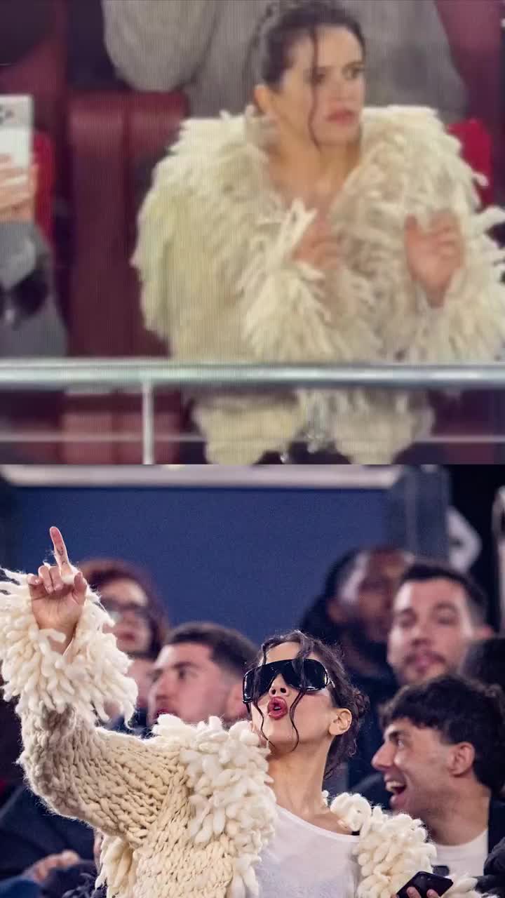 【有道理嘛?】镜头捕捉到西班牙女歌手庆祝巴萨进球的画面~看起来真高兴