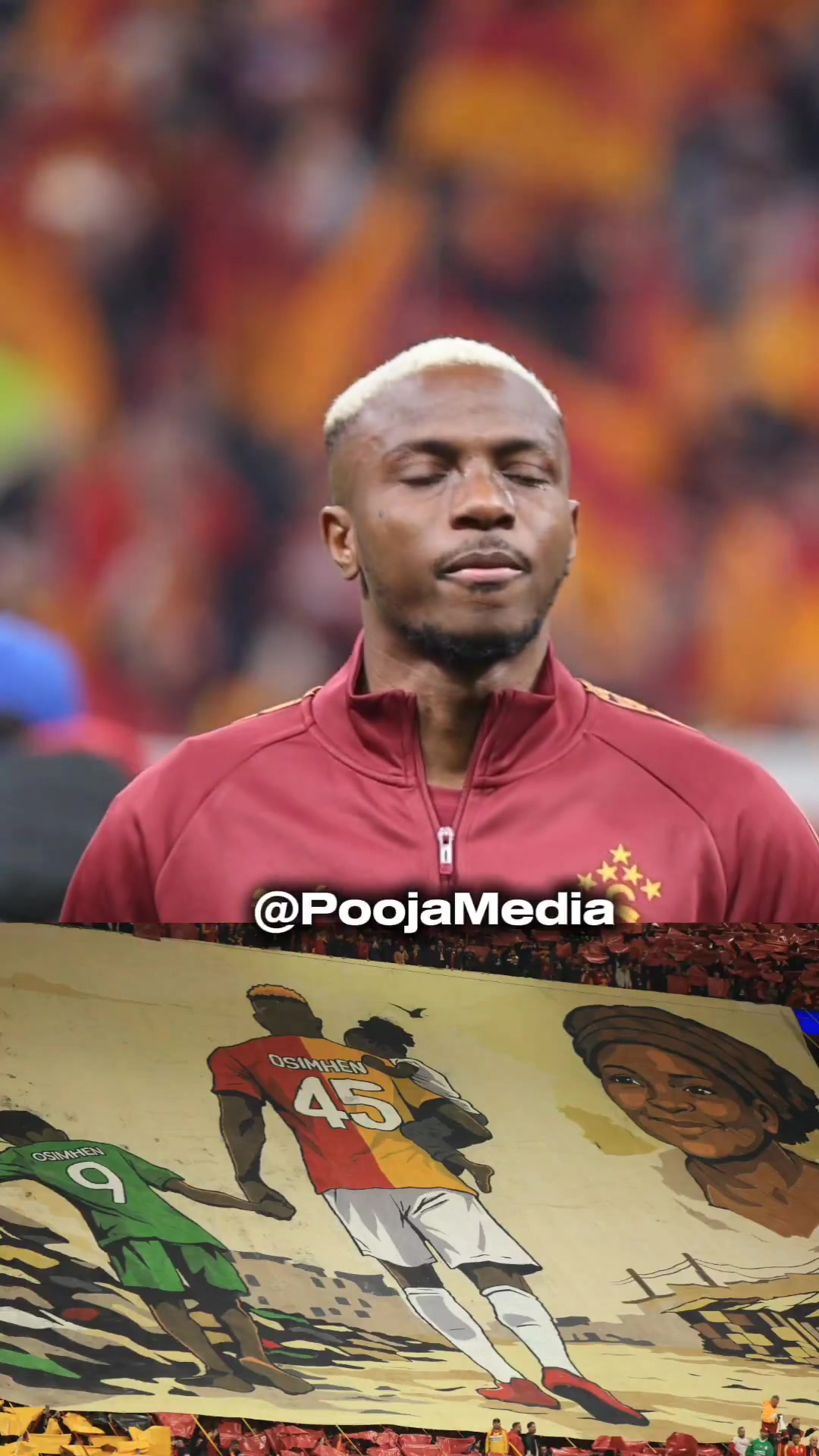 【你怎么看？】震撼全场！加拉塔萨雷主场巨幅海报致敬奥斯梅恩，