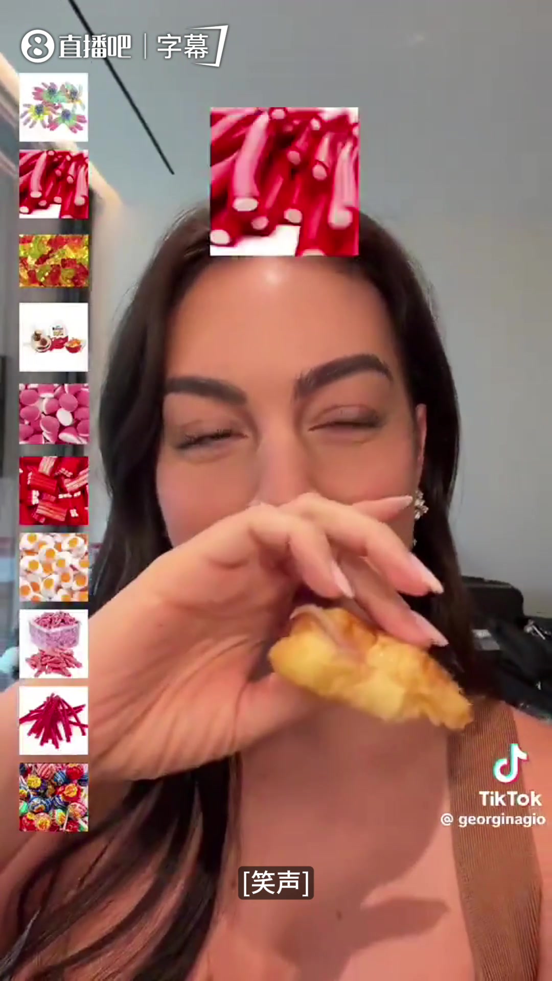 [攻守视频]乔治娜吃着牛角包玩特效！听到打分结果后，连身后的