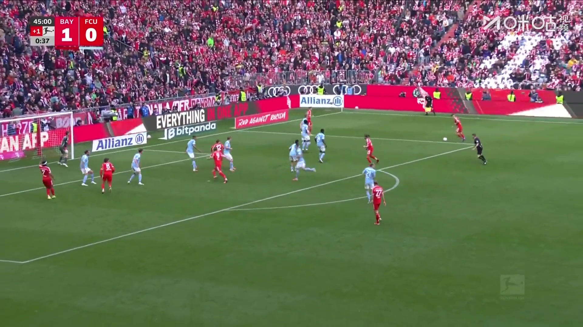 再下一城！柏林联合门将解围失误，格纳布里后点凌空斩破门