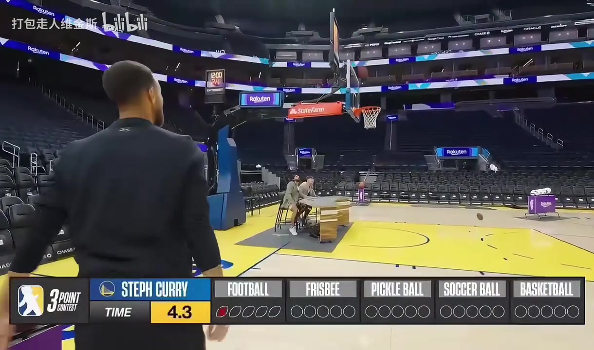 [库里]创意节目！库里挑战用不同种类球投篮！到篮球经典回头！