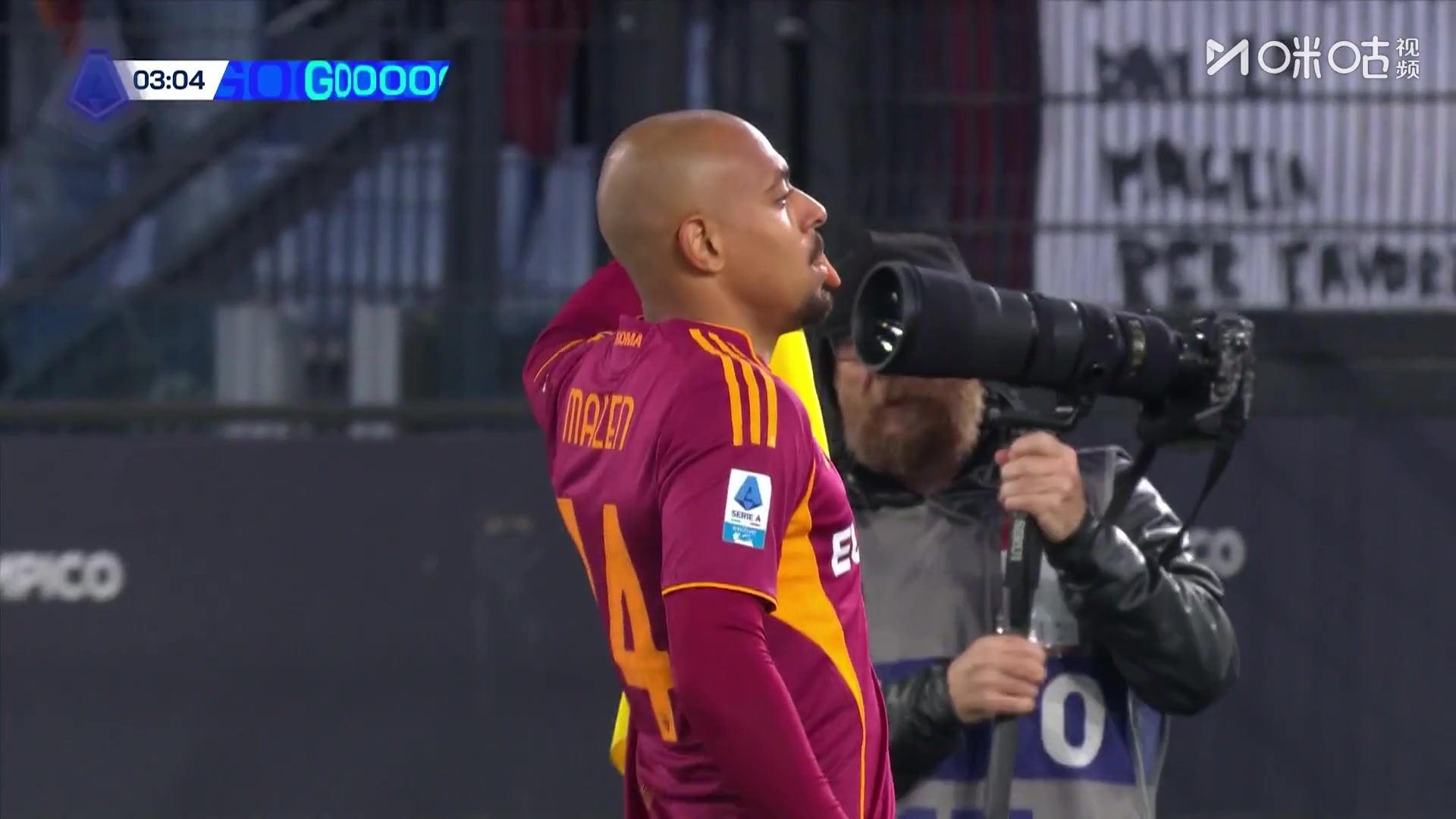 罗马开场3分钟取得领先！马伦杀入禁区内内切兜射破门！