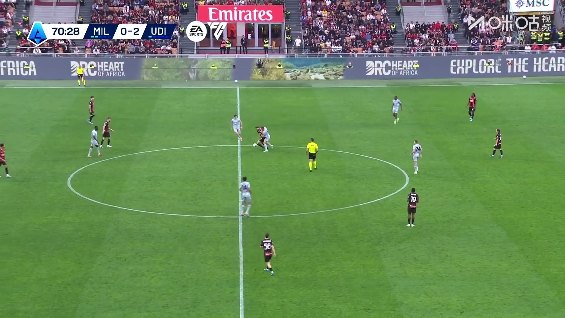 米兰主场三球落后！拉比奥特中场被断，阿塔低射近角得手