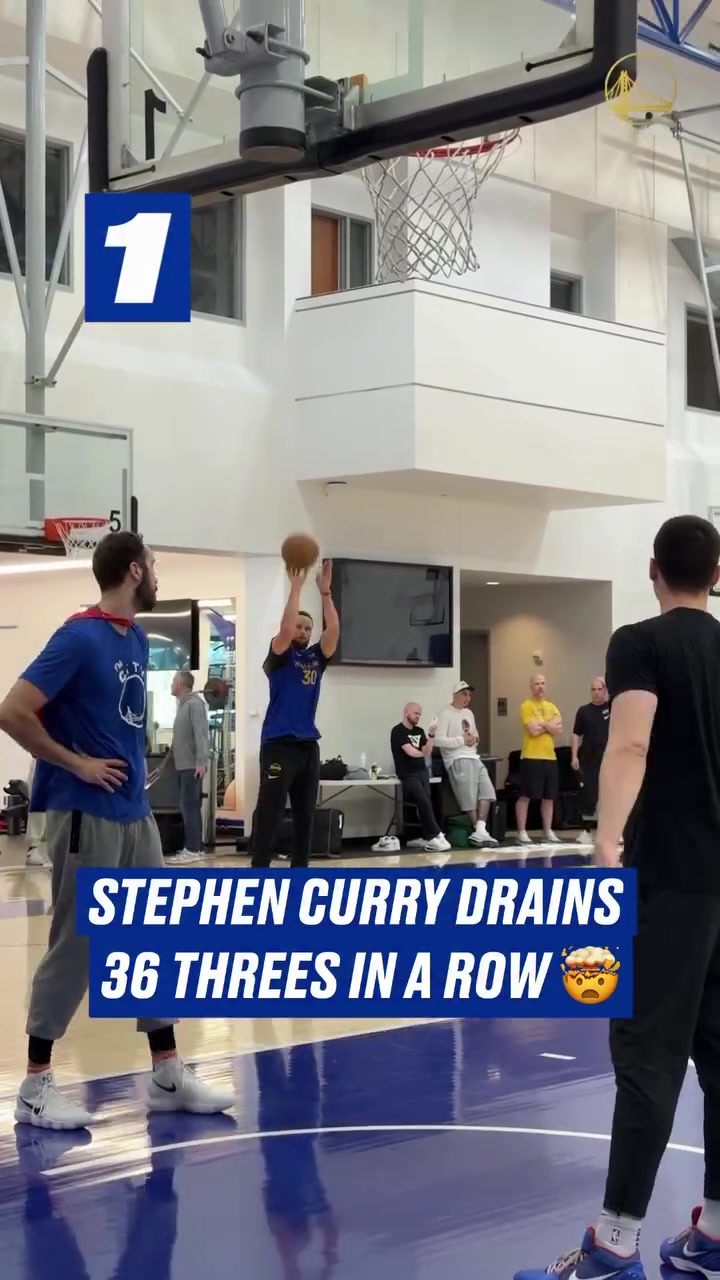 【库里】这就是变态准！库里两分钟不同点位三分投篮训练，连中3