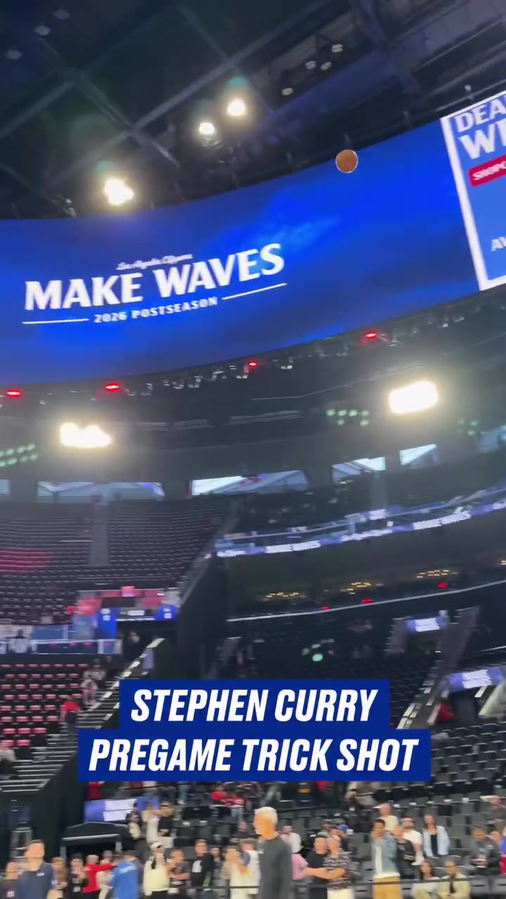 【篮球】简直不要太秀！库里赛前超远LOGO三分弹地入框