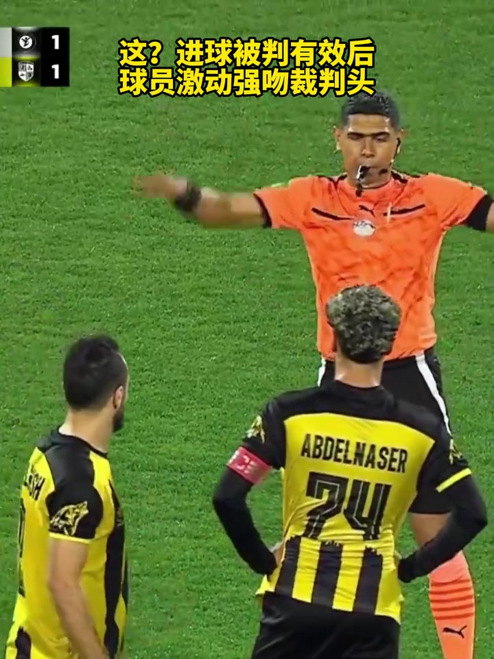 [集锦]性情了？进球被判有效后球员激动强吻裁判头！