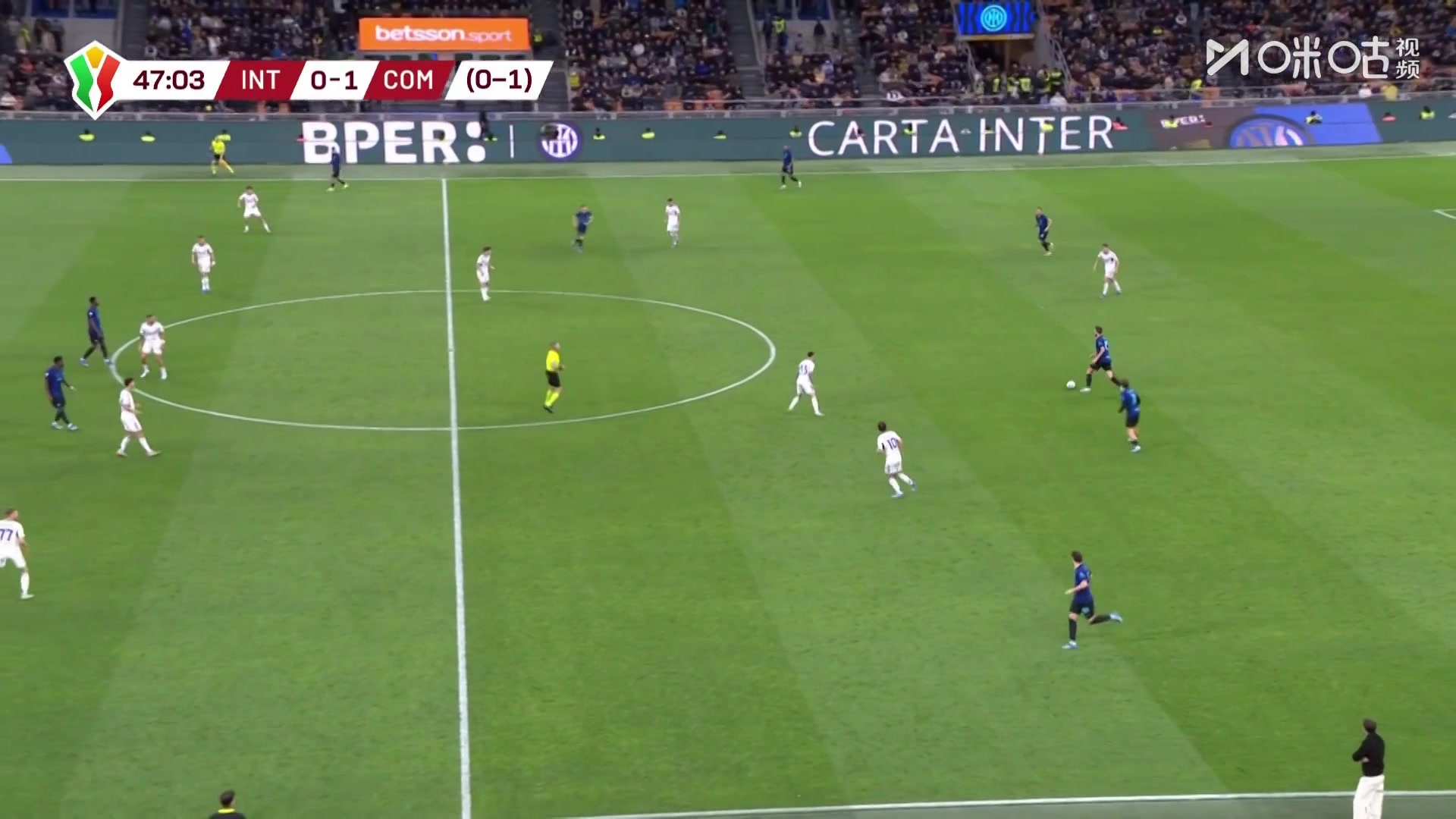 能逆转吗？达库尼亚小角度打远角得手，国米主场两球落后！