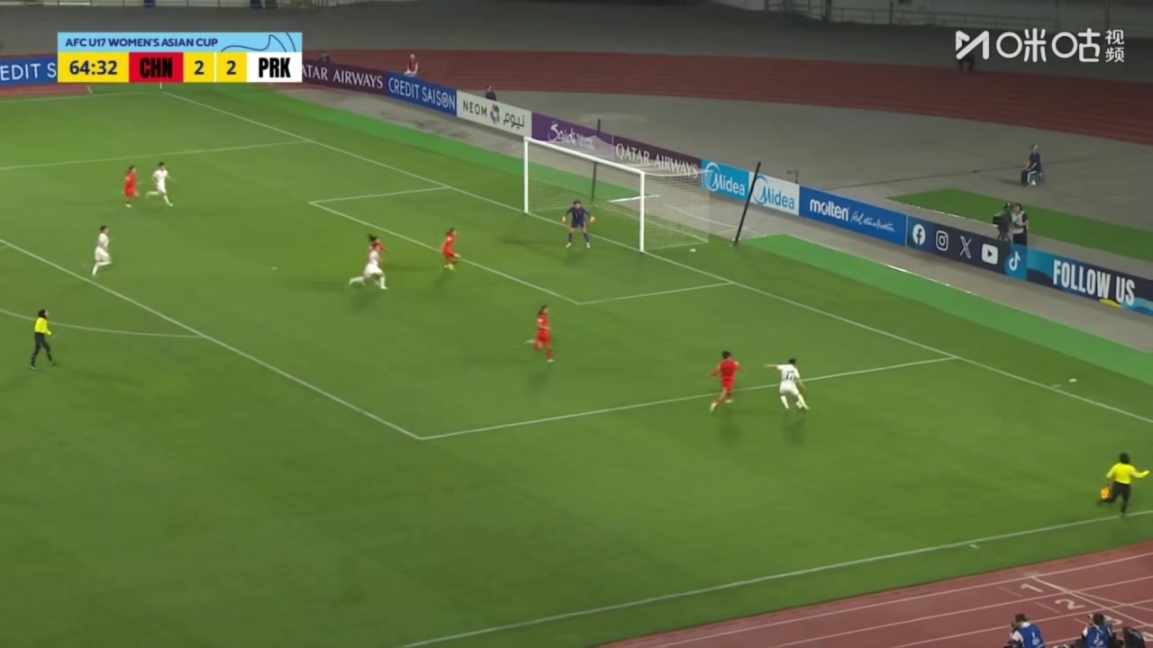 再度落后！朝鲜女足中路包抄破门，中国U17女足2-3落后朝鲜