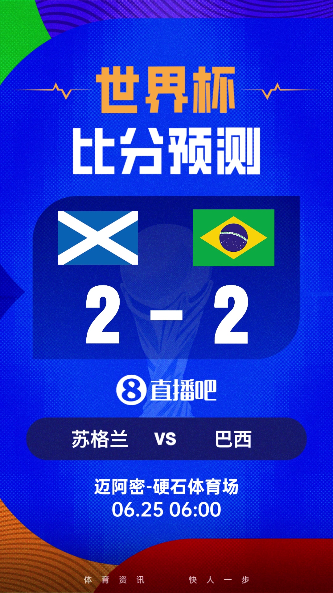 世界杯比分预测：巴西不败即出线，内马尔有望出战